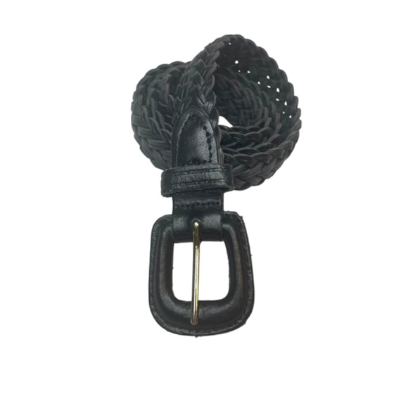 Black Leather Braided Belt - Picture 1 of 7